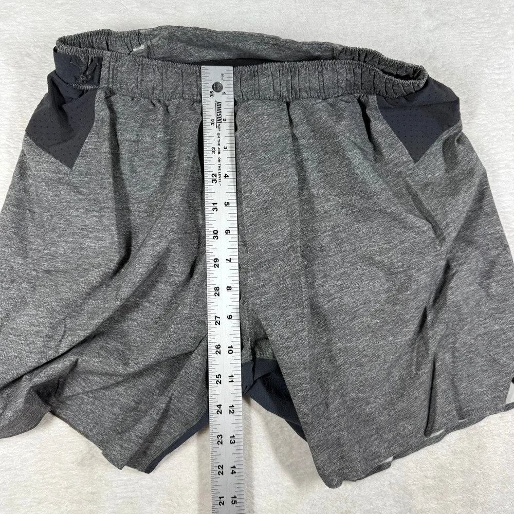 Lululemon Surge Short 6 Mens Small Heathered Black Gray Running Athletic Liner